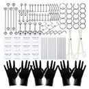 ChiMunllin 120PCS Body Piercing Kit Surgical Steel 14G 16G 20G BCR CBR Labret Lip Rings Cartilage Daith Earrings Nose Septum Nose Studs Belly Button Rings Piercing Jewelry Needles Gloves Clamps Tools, Metal