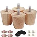 Txcucc 2" Round Solid Wood Furniture Leg Set of 4 Mid-Century Modern Sofa Couch Bed Coffee Chair Desk Straight Feet Legs with Pre-Drilled 5/16（M8） Inch Bolt& Screws& Rubber Pads…