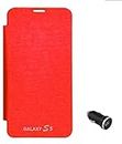RRTBZ Flip Cover Case Compatible for Samsung Galaxy S5 with Car Charger -Red