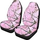 FKELYI Pink Camo Hunting Car Front Seat Covers for Vehicle Interior Protector Camouflage Seat Cushion Cover,Universal Fit Most Vehicle SUV Truck Van