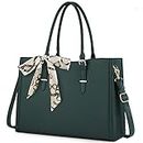 Laptop Bag for Women 15.6 inch Leather Laptop Tote Bag Waterproof Work Bag for Office Travel Handbag Shoulder Bag Green