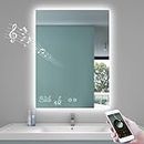 BYECOLD Smart Bathroom Mirror with Bluetooth 24”X 32” WiFi Enabled Weather Display, Fog Free, Backlit Frameless Brightness Adjust, Memory Function Touch Sensor- Vertically Only