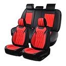 Coverado Car Seat Cover Full Set, Luxury Leather Seat Covers for Front and Rear, Waterproof Seat Covers Auto Seat Cover 5 Seats, Car Seat Protectors Driver Seat Covers Universal for Most Vehicles, Red
