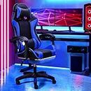 Furb Gaming Chair Office Chair Recliner with Footrest Ergonomic Support Headrest and Lumbar Support Back Black Blue