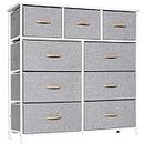 LYNCOHOME Chest of Drawer Bedroom, 9 Drawers Dresser with Deep and Large Drawers, Fabric Storage Drawers Easy to Assemble, for Bedroom, Kids room, Living room, Closet