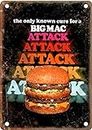 McDonalds Big Mac Attack Vintage Ad Reproduction Metal Sign Retro Wall Home Bar Pub Vintage Cafe Decor, 8x12 Inch