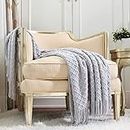 CREVENT Rustic Farmhouse Couch Sofa Throw Blanket for Bedroom Living Room Decoration, Soft Warm Cozy Light Weight for Spring Summer (50''X60'' Light Grey)