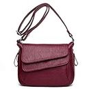 Gupiar PU Leather Crossbody Bags for Women Casual Hobo Shoulder Bag Purse Handbag Ladies Crossbody Purses Tote Bags, Wine Red, One Size