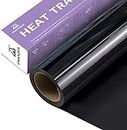 Zwanzer Black Heat Transfer Vinyl - 12" x 12ft Iron on Vinyl Roll for Cricut & Silhouette Cameo, Black HTV Vinyl Roll for T-Shirts Clothing, Easy to Cut & Weed (Black)