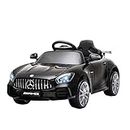 HOMCOM Compatible 12V Battery-powered 2 Motors Kids Electric Ride On Car GTR Toy with Parental Remote Control Music Lights MP3 Suspension Wheels for 3+ Years Old Black