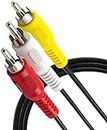 FENTICO 3-Male RCA to 3-Male RCA Audio Video Composite DVD AV Cable for TV LED LCD PC Desktop Computer - 45 Feet / 13.7 Meter
