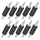 10 x 3.5mm Male to Male Stereo Jack Plug Black Nickel Plated