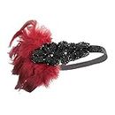 Vintage 1920s Headpiece for Women Red 1920 Hair Accessories Headband Feather 20s Gatsby Headpiece(LK1010)