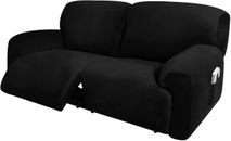 Sofás reclinables de terciopelo extra anchos de 2 asientos, sofás, suaves (negros)