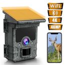 4K WiFi Bluetooth Trail Hunting Camera 46MP Solar Wildlife Game Cam Night Vision