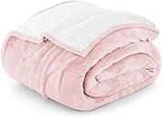 Utopia Bedding Sherpa Blanket King Size [Pink, 90x102 Inch] - 480GSM Thick Warm Plush Fleece Reversible Winter Blanket for Bed, Sofa, Couch, Camping and Travel