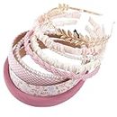 Tomolucky Direct Pearl Beaded Headbands Metal Gold Head Bands No Slip Bridal Wedding Hair Accessories for Women Girls (8 Pack Pink)