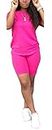 TOPONSKY Biker Short Sets Women Neon Clothes Sports 2 Piece Outfits Two Piece Rose,2XL