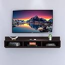 Furnifry Wooden Wall Mounted Floating TV Stand/TV Entertainment Unit/TV Cabinet with Racks for Set Top Box & Decorative Objects/TV Stand Unit for Living Room with Storage Shelf(43.3x9.2x9.2 In, Wenge)