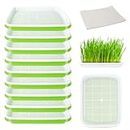 Fohil 10 Packs Seed Sprouter Tray with Seedling Paper, Double Layer Garden Seed Starting Sprouting Kit for Wheatgrass Cat Grass, Soil-Free Seed Tray Big Capacity Healthy Grower Storage Trays
