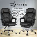 Artiss Executive Office Chair Leather Computer Desk Chairs Racer Recliner Black