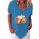 AMDOLE Deals Under 10 Dollars T-Shirt Tendance à la Mode pour Femmes avec col en V imprimé Festival de la bière Jupe Sexy Grande Taille Early Prime Deals