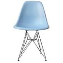 Meubles House PC-0116W-LB Eames Style Side Chair-Modern Eiffel Style Adult Dining Chrome Metal Base-Light Blue