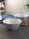 VarEesha The Royal Crown Blue Ceramic Small Taper Shaped Serving Bowls Set of 2