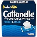 Cottonelle Fresh Care Flushable Wet Wipes, Adult Wet Wipes, 8 Flip-Top Packs, 42 Wipes per Pack (336 Total Flushable Wipes)