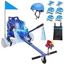 DisplayForever Hoverboard Kart Seat Attachment for All Ages | Hoverboard Accessories Compatible with 6.5'' 8'' 8.5'' 10'' Two Wheel Self Balancing Scooter | Adjustable Frame Length | Blue