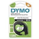 DYMO LetraTag Étiquettes en Papier Authentique | 12 mm x 4 m | Noir sur Blanc | Étiquettes autocollantes pour étiqueteuse DYMO LetraTag