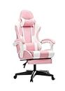 ACPLAY Computer Gaming Chair, Ergonomic Executive Office Chair PU Leather with Footrest and Lumbar Support, Height Adjustable Computer Chair with 360° Swivel Seat (Pink)