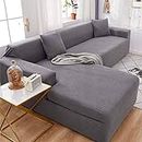 BOHHO Elastic L Shape Sofa Covers Sectional Sofa Covers-Jacquard Fabric Furniture Sofa Slipcover-5 Seater(305-360cm)-C