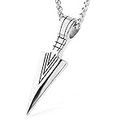 HZMAN Stainless Steel Arrow Necklace Pendant for Men Women with 22+2 Inches Steel Wheat Chain (Silver)