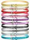 SATINIOR 10 Pieces Kids Belts for Girls PU Leather Glitter Belts Cute Shiny PU Leather Belts Dress Belts Skinny, 10 Colors, Multicolor, Small