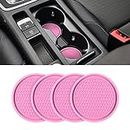 Car Cup Holder Coaster, 4 Pack 2.75 Inch Diameter Non-Slip Universal Insert Coaster, Durable, Suitable for Most Car Interior, Car Accessory for Women and Men (Pink)