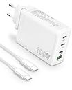 USB C Charger (GAN 100W), 4 Port Fast Compact Wall Charger for Mac Book Pro, Mac Book Air, Google Pixelbook, Think Pad, DELL XPS, i Pad Pro, Galaxy S22/S20, i Phone 15/Pro, and More