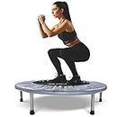 BCAN 38" Foldable Mini Trampoline, Fitness Trampoline with Safety Pad, Stable & Quiet Exercise Rebounder for Kids Adults Indoor/Garden Workout Max 300lbs - Grey