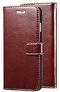 Let Me Buy Flip Compatible for Apple iPhone 6S Plus [Genuine Leather] Wallet Case, Handmade Flip Folio Wallet Case with Kickstand Card Slots with Magnetic Closure -Perfect Brown (Please check your phone model before buying