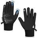 Winter Cycling Running Warm Gloves Men Women Touchscreen Thermal Windproof Anti Slip Driving Sports Outdoor Bike Gloves Hiking Ski Climbing Riding Walking (S, Black)