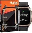 Zitel® Screen Protector Case Compatible with Garmin Venu Sq, Venu Sq Music, Venu Sq 2, Venu Sq 2 Music, Full Coverage Flexible TPU Protective Bumper Case Cover - Black
