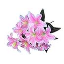 XMYINGWEI Fake Flowers Lillies Artificiales Lily Flor Bunch Mejor Artificial Stargazer 10 Head Spray Decor 45 cm for la Boda casera Decorativo (Color : Pink)