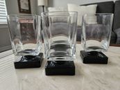 4 Disaronno  Amaretto Liqueur Glasses Clear w/Black Square Pedestal Base Barewar