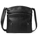 CLUCI Crossbody Bags for Women Small Leather Purse Travel Ladies Designer Triple Pockets Vintage Handbags Shoulder Bags Black