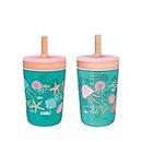 Zak Designs Kelso 15 oz Tumbler Set, (Shells) Non-BPA Leak-Proof Screw-On Lid with Straw Made of Durable Plastic and Silicone, Perfect Baby Cup Bundle for Kids (2pc Set)