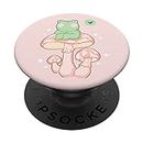 Cute Frog On Pink Mushroom Cottagecore Kawaii Aesthetic PopSockets PopGrip Intercambiable