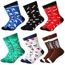 HooLing 6 Pairs Boy's Football Soccer Volleyball Socks Novelty Sports Socks Casual Crew Funny Gifts for Girls Kids (Football)