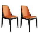 Kitchen Leather Kitchen Dining Chairs Set of 2,Modern Living Room Lounge Counter Chairs with Soft Padded Seat Beech Wooden Legs (Color : Orange, Size : Black Feet)