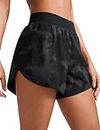 CRZ YOGA Mid Waisted Dolphin Athletic Shorts for Women Lightweight High Split Gym Workout Shorts with Liner Quick Dry Black Tie Dye Flowers Medium