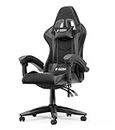 bigzzia Ergonomic Gaming Chair - Gamer Chairs with Lumbar Cushion + Headrest, Height-Adjustable Office & Computer Chair for Adults, Girls, Boys (Without footrest, Grey)